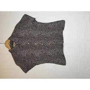 Vintage Leopard Print Short Sleeve Blouse